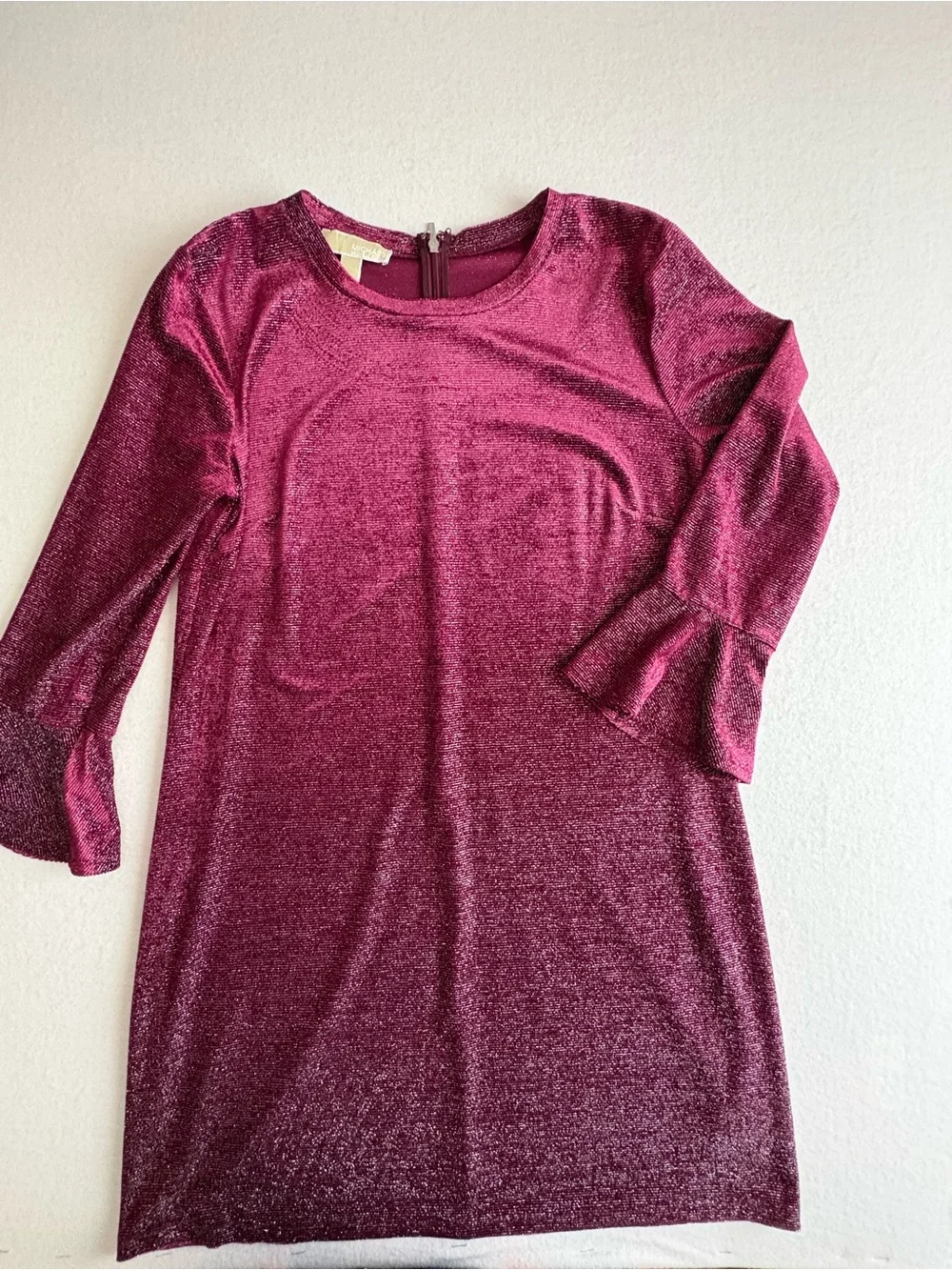 Michael Kors Shimmering Magenta Long-Sleeve Shift Dress